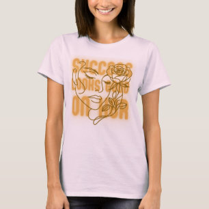 Face Line Art Women Empowerment Quotes Yellow T-Shirt