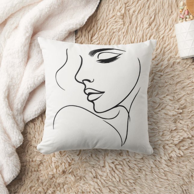 Face Line Drawing Cushion (Blanket)
