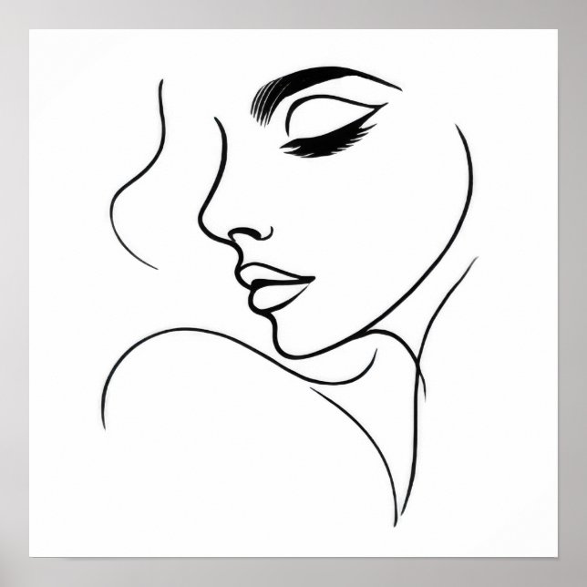Face Line Drawing Poster (Front)