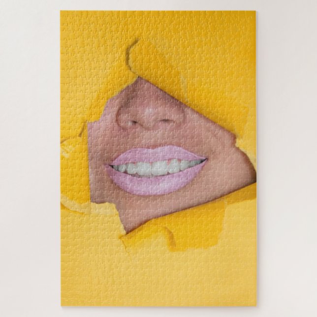 Face Lips Smile Yellow Jigsaw Puzzle (Vertical)