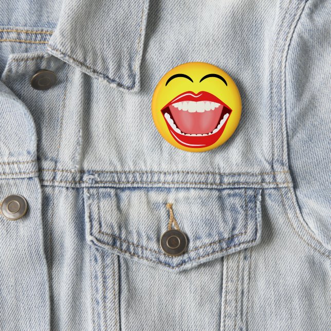 Face LOL Yellow Funny Custom Round Button (In Situ)