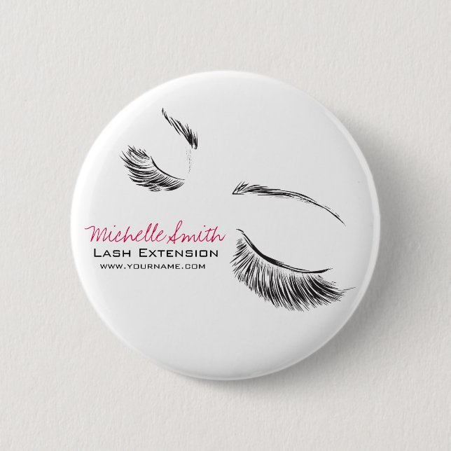 Face long lashes Lash Extension 6 Cm Round Badge (Front)
