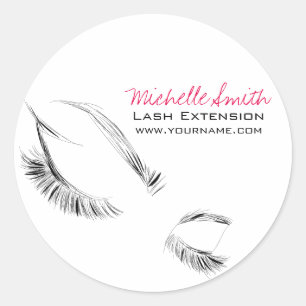 Face long lashes Lash Extension Classic Round Sticker