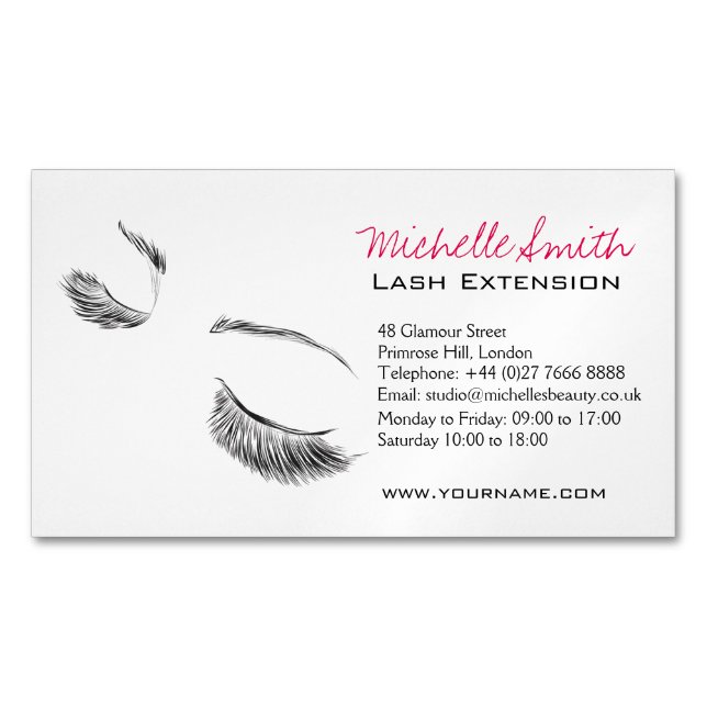 Face long lashes Lash Extension Magnetic Business Card (Front)