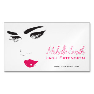 Face long lashes pink lips Lash Extensions Magnetic Business Card