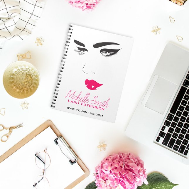 Face long lashes pink lips Lash Extensions Notebook (Creator Uploaded)