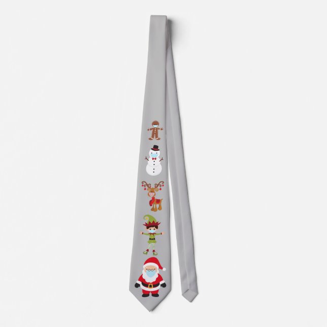Face Mask Christmas Covid Santa Reindeer Tie (Front)