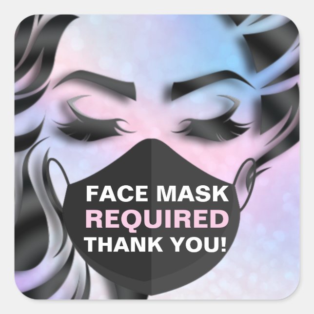 Face Mask Covering Required Cosmetologist Hair Nai Square Sticker (Front)