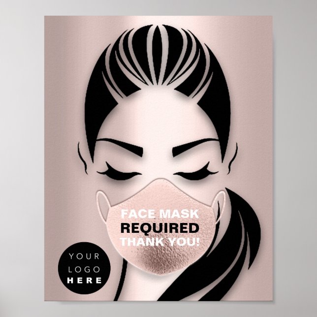 Face Mask Covering Required Covid Girl Custom Logo Poster (Front)