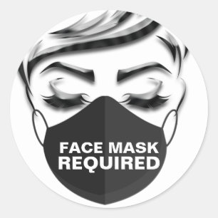 Face Mask Covering Required Hairstyle Nails Lash Classic Round Sticker