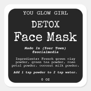 Face Mask Detox Powder Product Labels