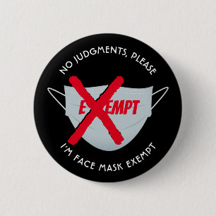 FACE MASK EXEMPT 6 CM ROUND BADGE