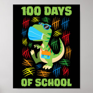 Face Mask Fun 100 Days Of School Boys Girls  Poster