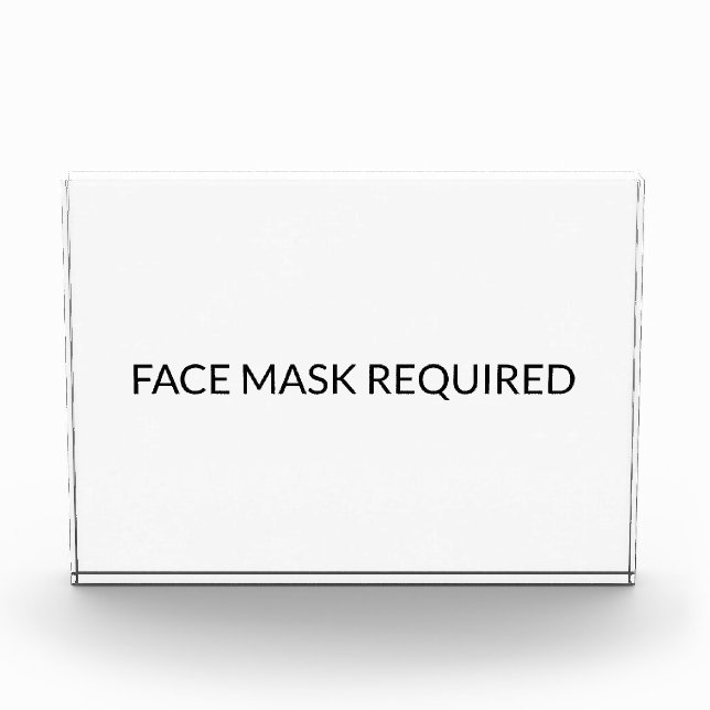 Face Mask Required black and white simple sign Photo Block (Front)