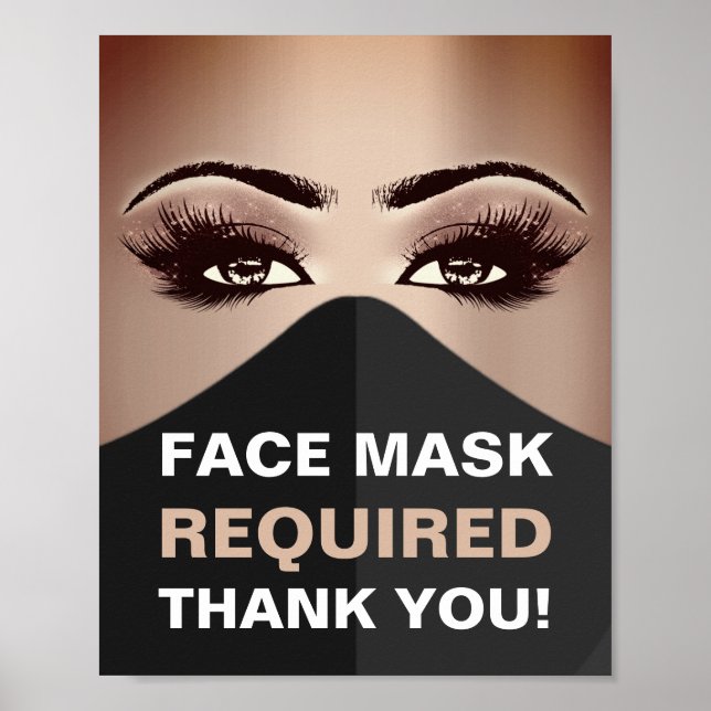 Face Mask Required Covid Cosmetologist Hair Lashes Poster (Front)
