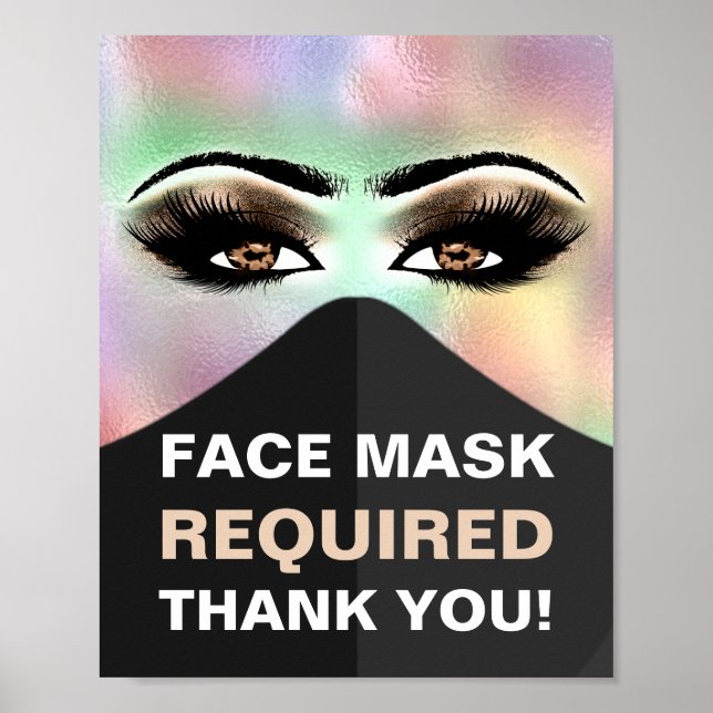 Face Mask Required Covid Cosmetologist Holographic Poster (Front)