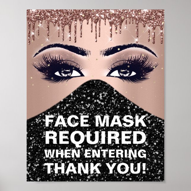 Face Mask Required Covid ThankRose Glitter Makeup Poster (Front)