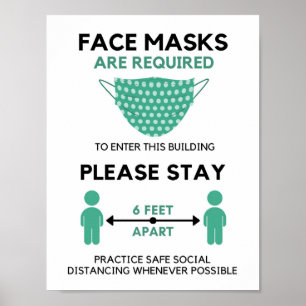 Face Mask Required Poster, Six feet Apart Poster