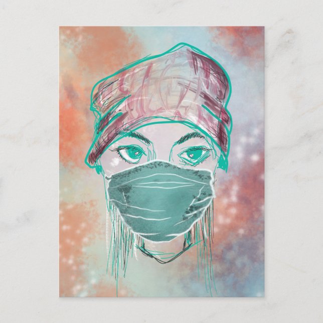 face mask sparkle scene postcard (Front)