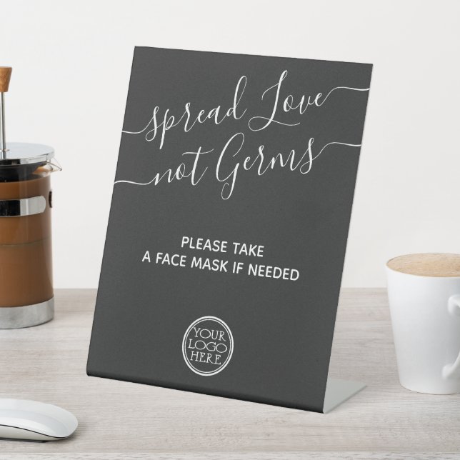 Face mask station minimal modern with logo safety  pedestal sign (In SItu)