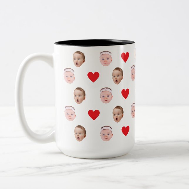 Face Mug, Custom Photo mug, Baby Gift  Two-Tone Coffee Mug (Left)