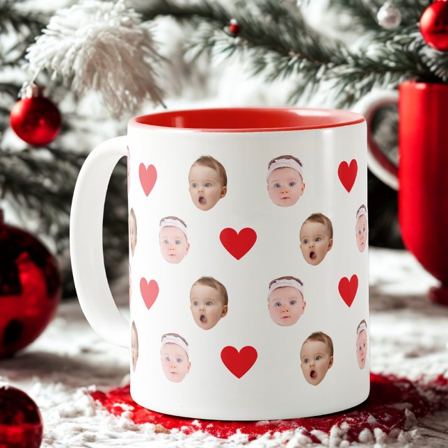Face Mug, Custom Photo mug, Baby Gift  Two-Tone Coffee Mug (Creator Uploaded)