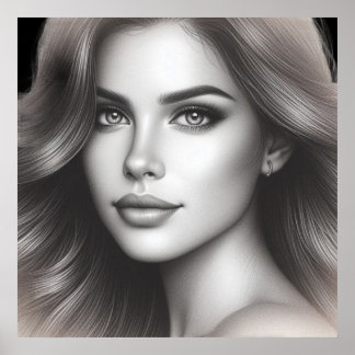 Face of a Cute Young Woman on a 24x24 Bedroom Wall Poster