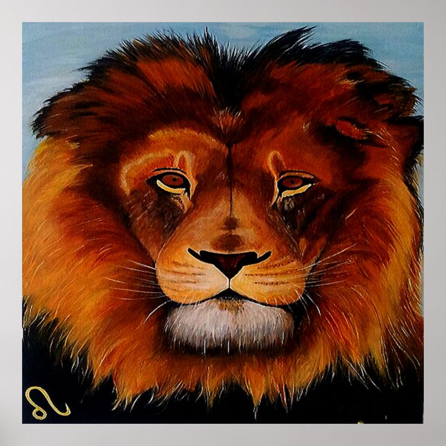 Face of a lion realistic painted poster (Front)