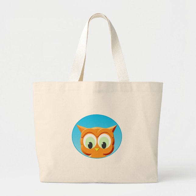 Face Of A Little Owl Large Tote Bag (Front)