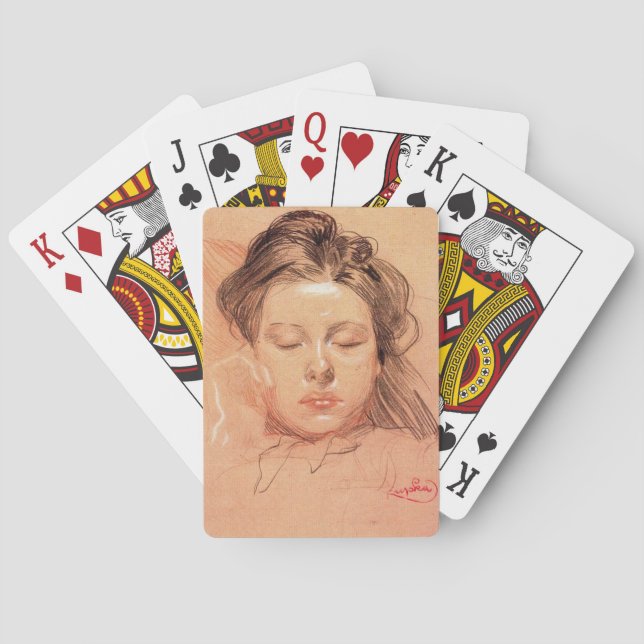 Face of a Sleeping Girl (by Frantisek Kupka) Playing Cards (Back)
