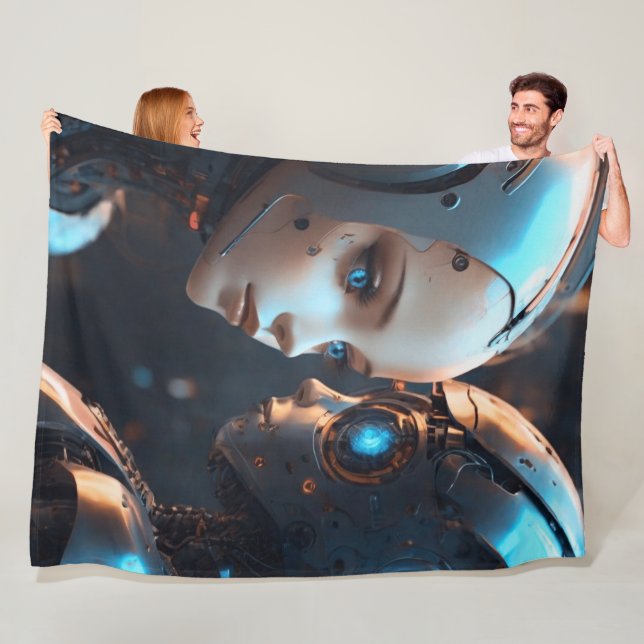 Face of AI Chatbot Fleece Blanket (In Situ)