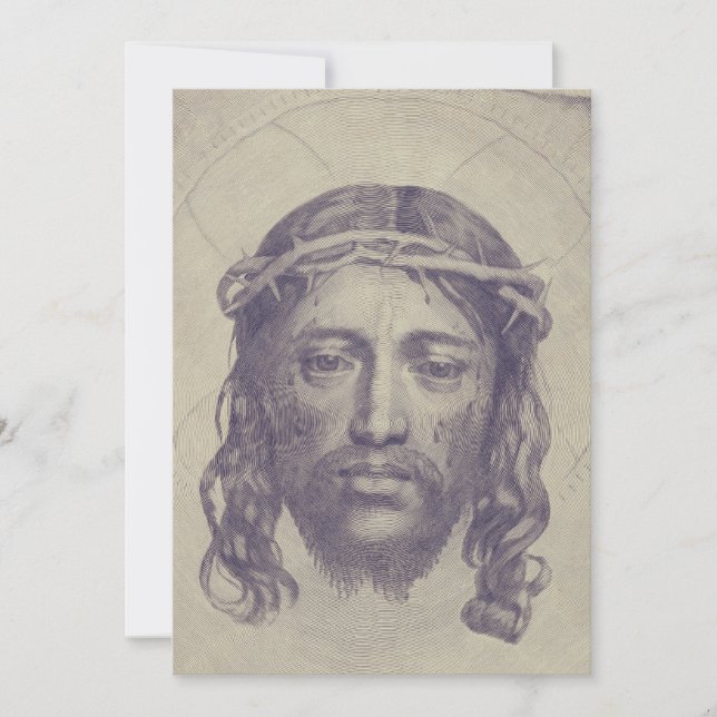 Face of Christ on St. Veronica's Veil Holy Face Holiday Card (Front)