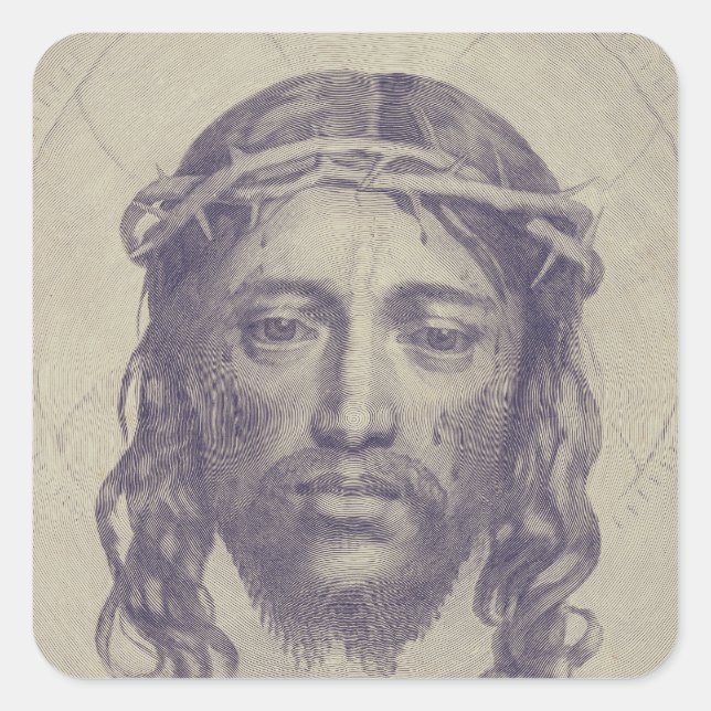 Face of Christ on St. Veronica's Veil Holy Face Square Sticker (Front)