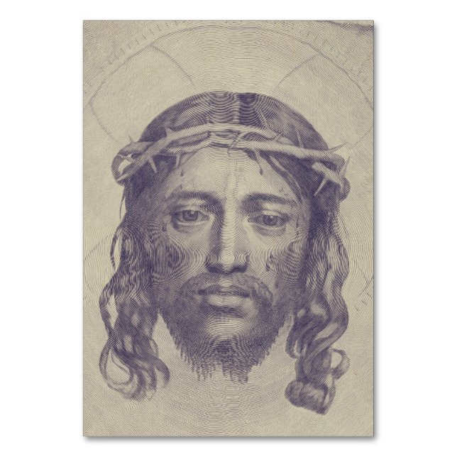 Face of Christ on St. Veronica's Veil Holy Face Table Number (Front)