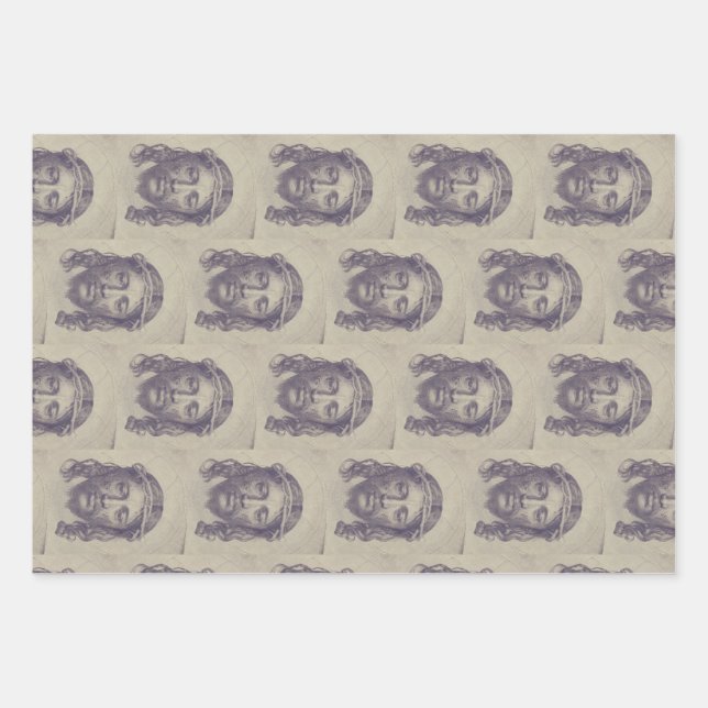 Face of Christ on St. Veronica's Veil Holy Face Wrapping Paper Sheet (Front)