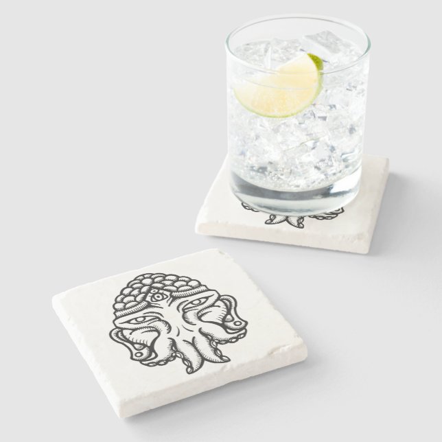 Face of Cthuda - Marble Coasters (Side)