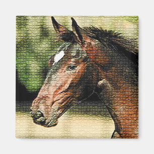 Face of Horse Mosaic Tiles Magnet