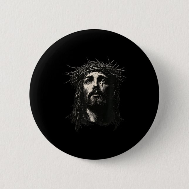 Face Of Jesus Christ Crown Of N Religious Christma 6 Cm Round Badge (Front)