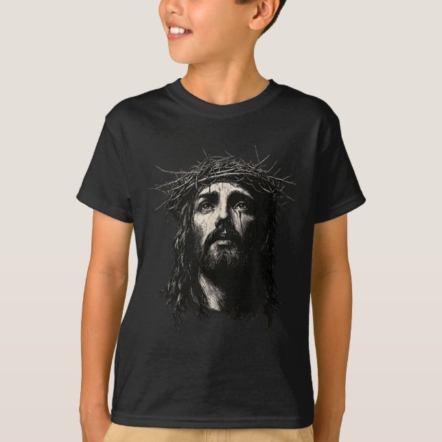 Face Of Jesus Christ Crown Of N Religious Christma T-Shirt (Front)