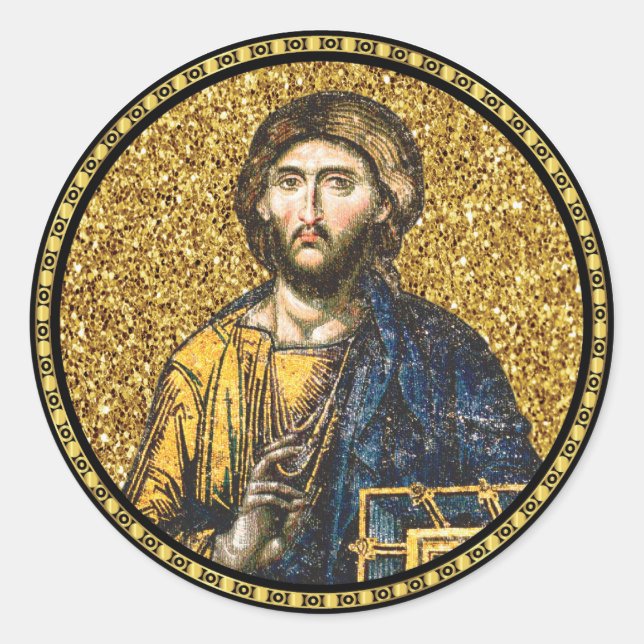 Face Of jesus Christ Orthodox Haga Sophia Icon Classic Round Sticker (Front)
