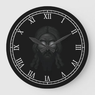 Face Of jesus Christ with glare Orthodox Icon Large Clock