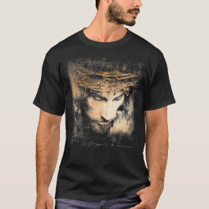 Face Of Jesus On A Cross With Crown Of Thorns T-Shirt