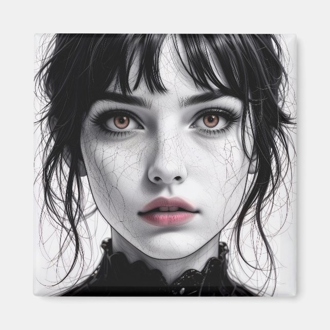 Face of porcelain gaze of a cracked soul. magnet (Front)