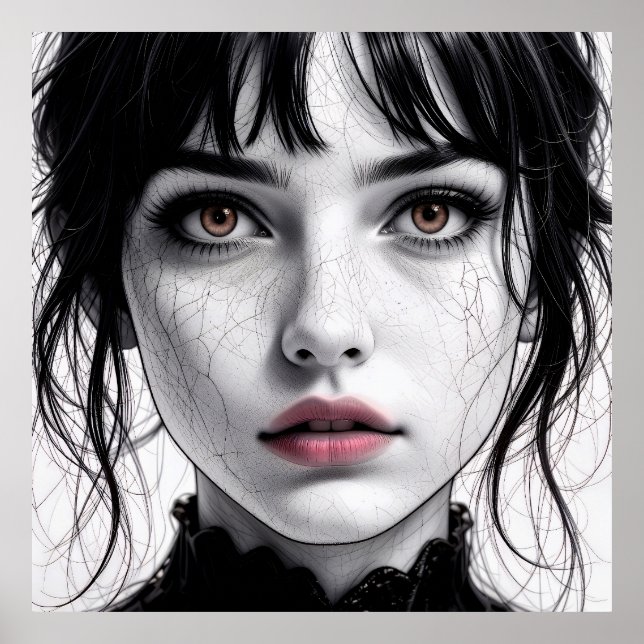 Face of porcelain gaze of a cracked soul. poster (Front)