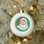 Face of Santa Claus Ceramic Ball Christmas Ornament<br><div class="desc">Face of Santa Claus on green background.</div>
