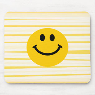 Face on sunny yellow stripes mouse pad