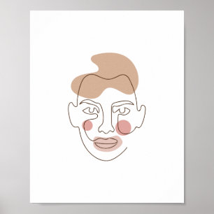 Face one line art print value poster