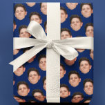 Face or Pet Photo Navy Blue Gift Wrapping Paper<br><div class="desc">Simple template. Upload any tightly cropped png of any object with the background removed,  and left transparent (many phone applications available,  even better now with AI background removing apps) and you can be wrapping gifts in the recipient's face,  your cat,  or any object you'd like.</div>
