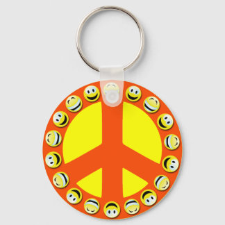 FACE PEACE SIGN KEY RING