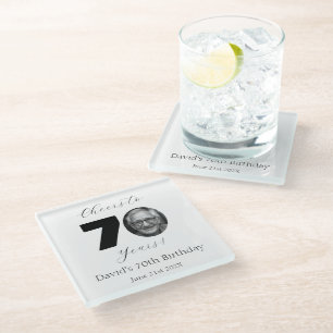 Face Photo Milestone Birthday Party Glass Coaster